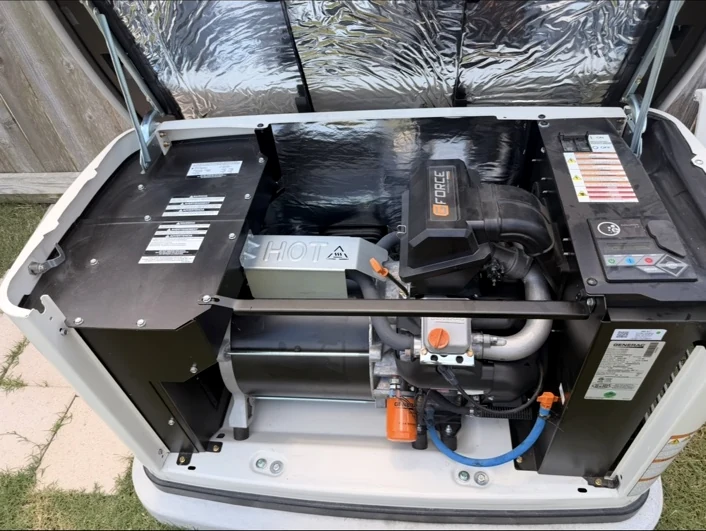 Open standby generator prepared for maintenance