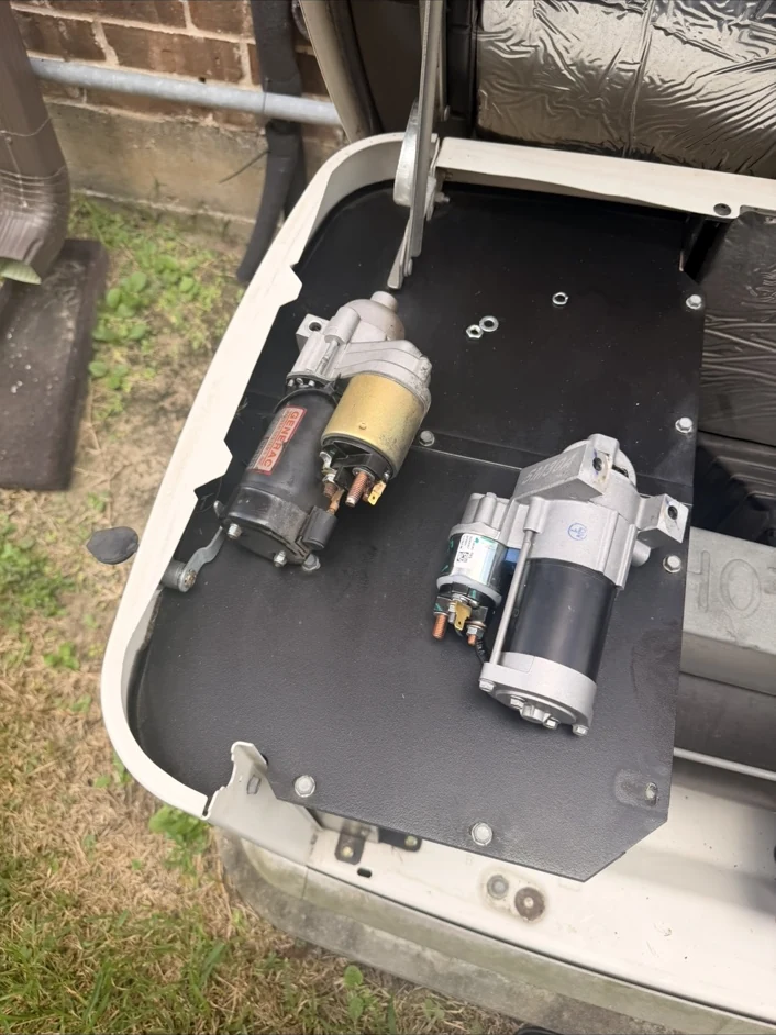 Old and replacement generator starter motors